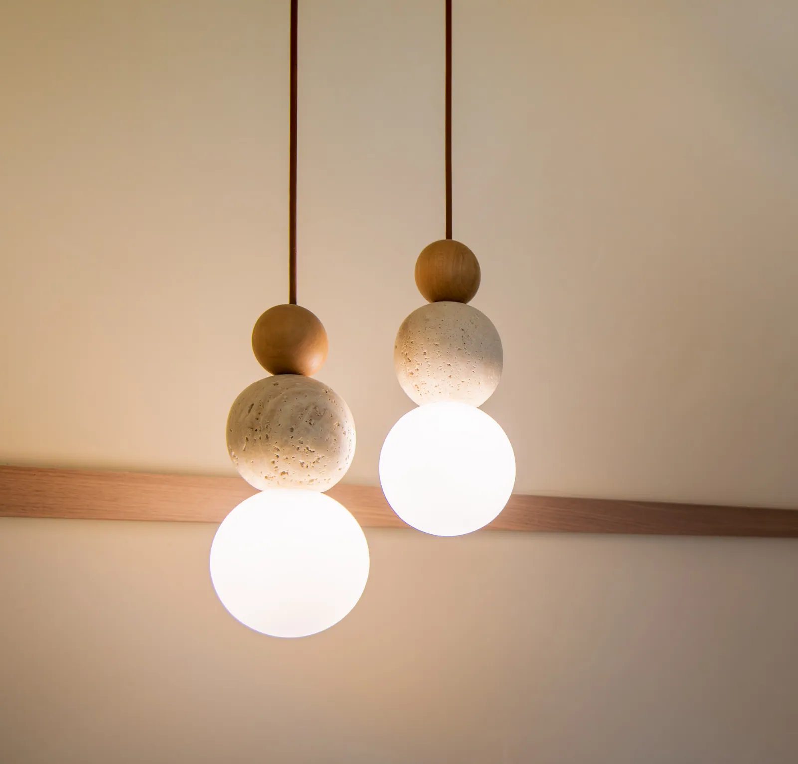 Stone and glass pendant lights